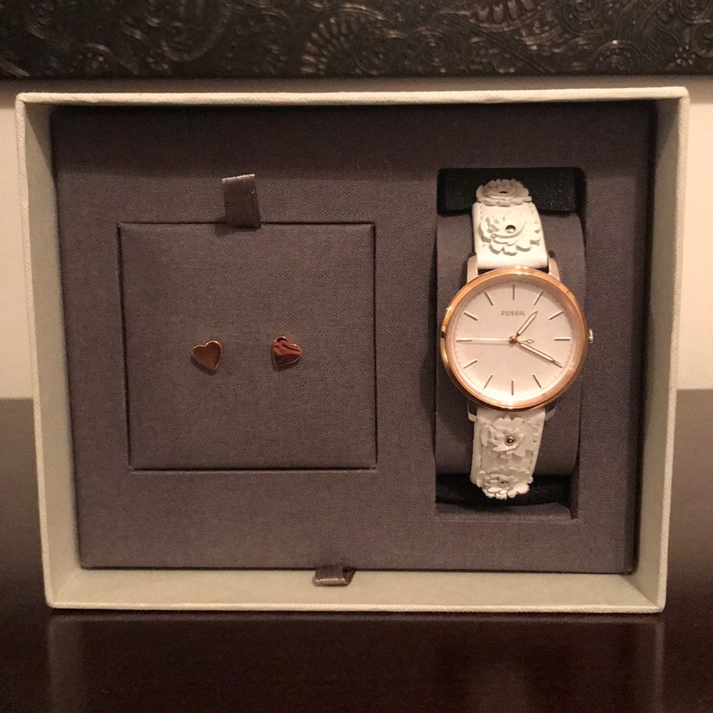 Fossil Watch + Earrings Set